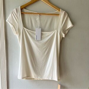 NWT•Reformation•Bardot Top in Latte•Sz M